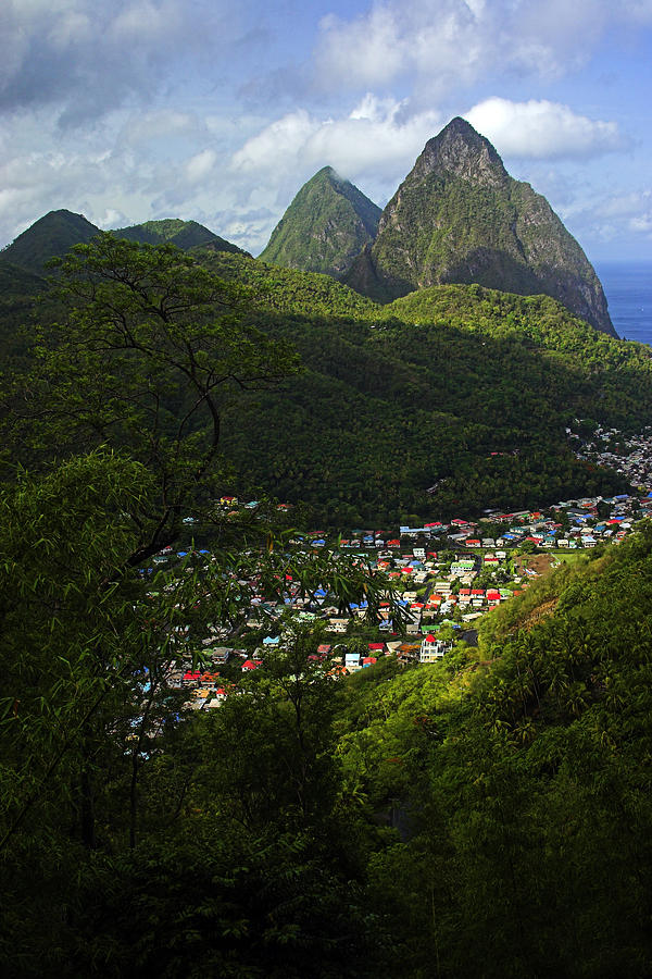 Soufrière village nestled below the Pitons